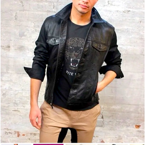 John Varvatos Other - John Varvatos Leather Trucker Jacket